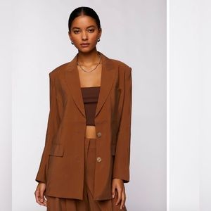 Peak Lapel Single Breasted Blazer Brown